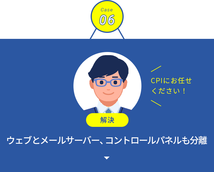 ウェブとメールサーバー、コントロールパネルも分離